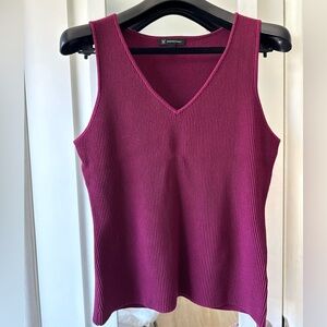 INC International Concepts Ribbed V-Neck Tank Top - Fuchsia